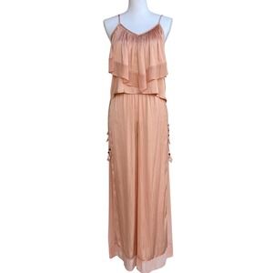 Flannel America Peach Ruffle Strappy Set Wide Leg Boho Bohemian Summer‎ Small